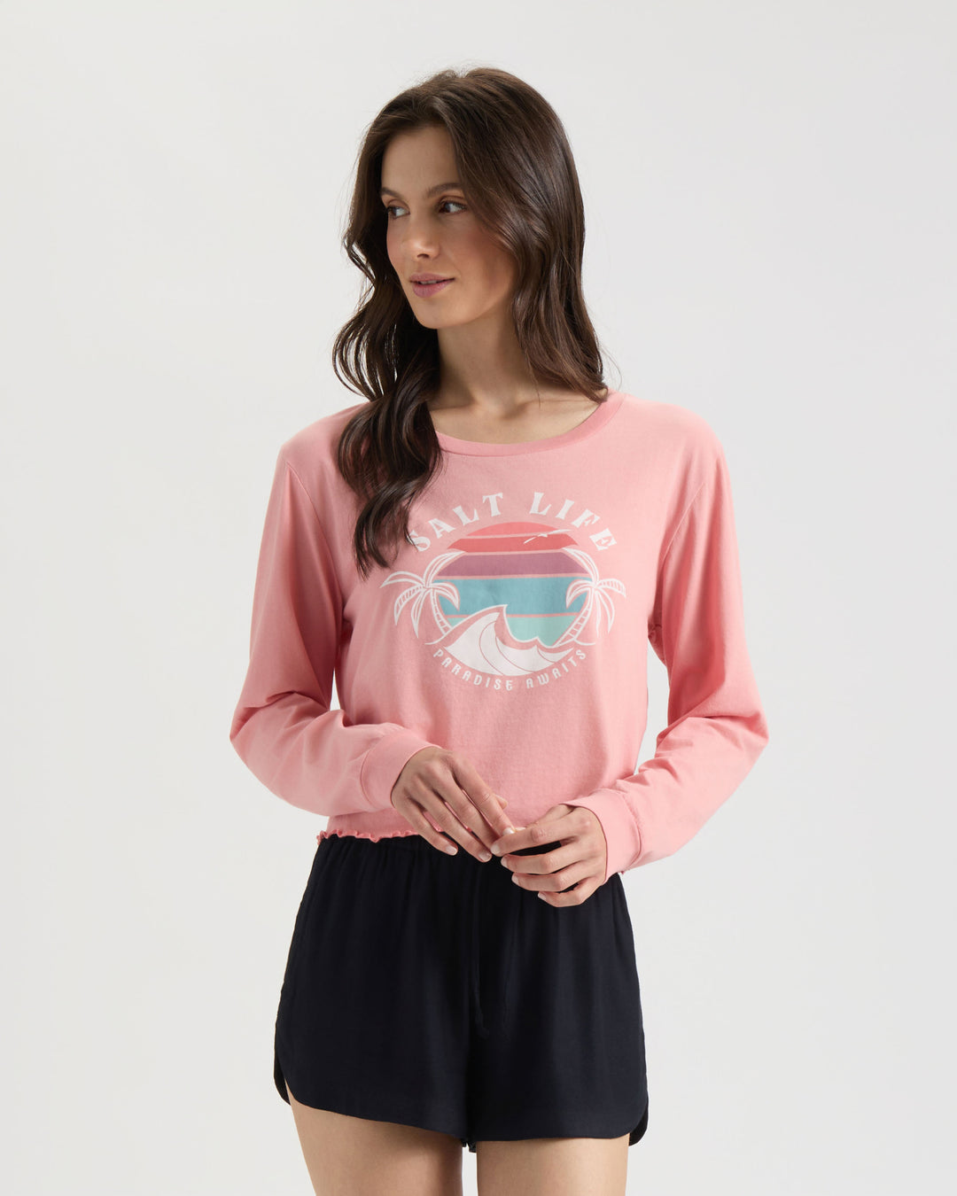 Women's Paradise Bound Cropped Long Sleeve Shirt