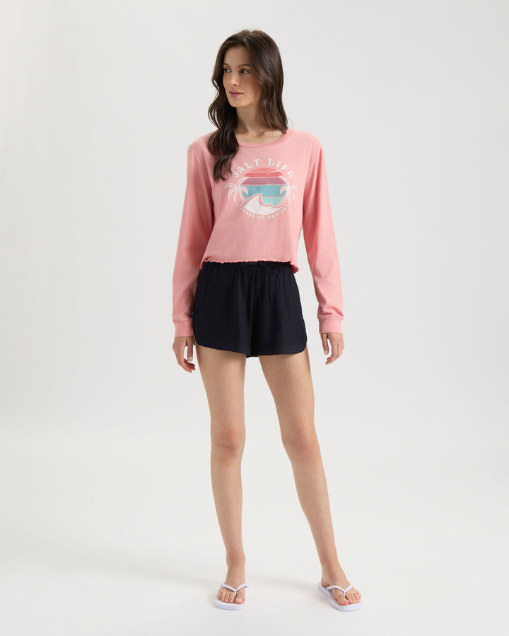 Women's Paradise Bound Cropped Long Sleeve Shirt