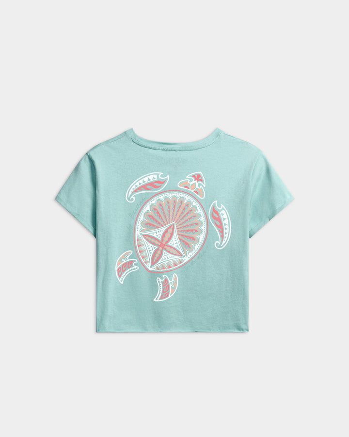 Women’s Beach Turtle Cropped Boyfriend Tee