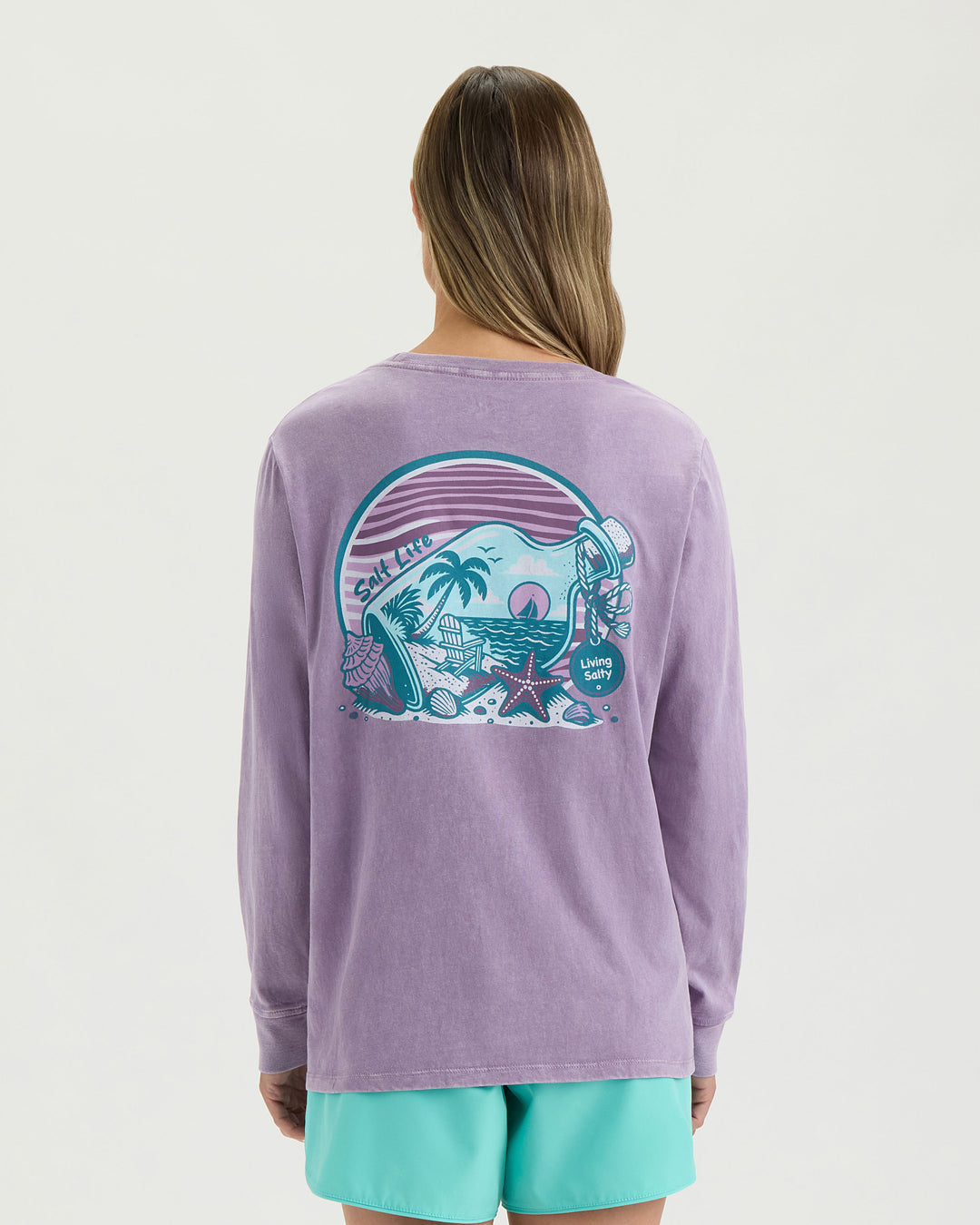 Women’s Beach Collage Cropped Long Sleeve Tee