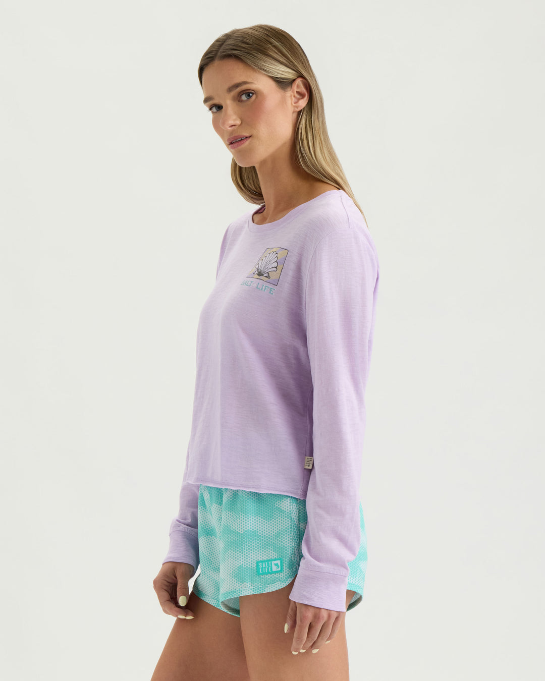 Women’s Beach Collage Cropped Long Sleeve Tee