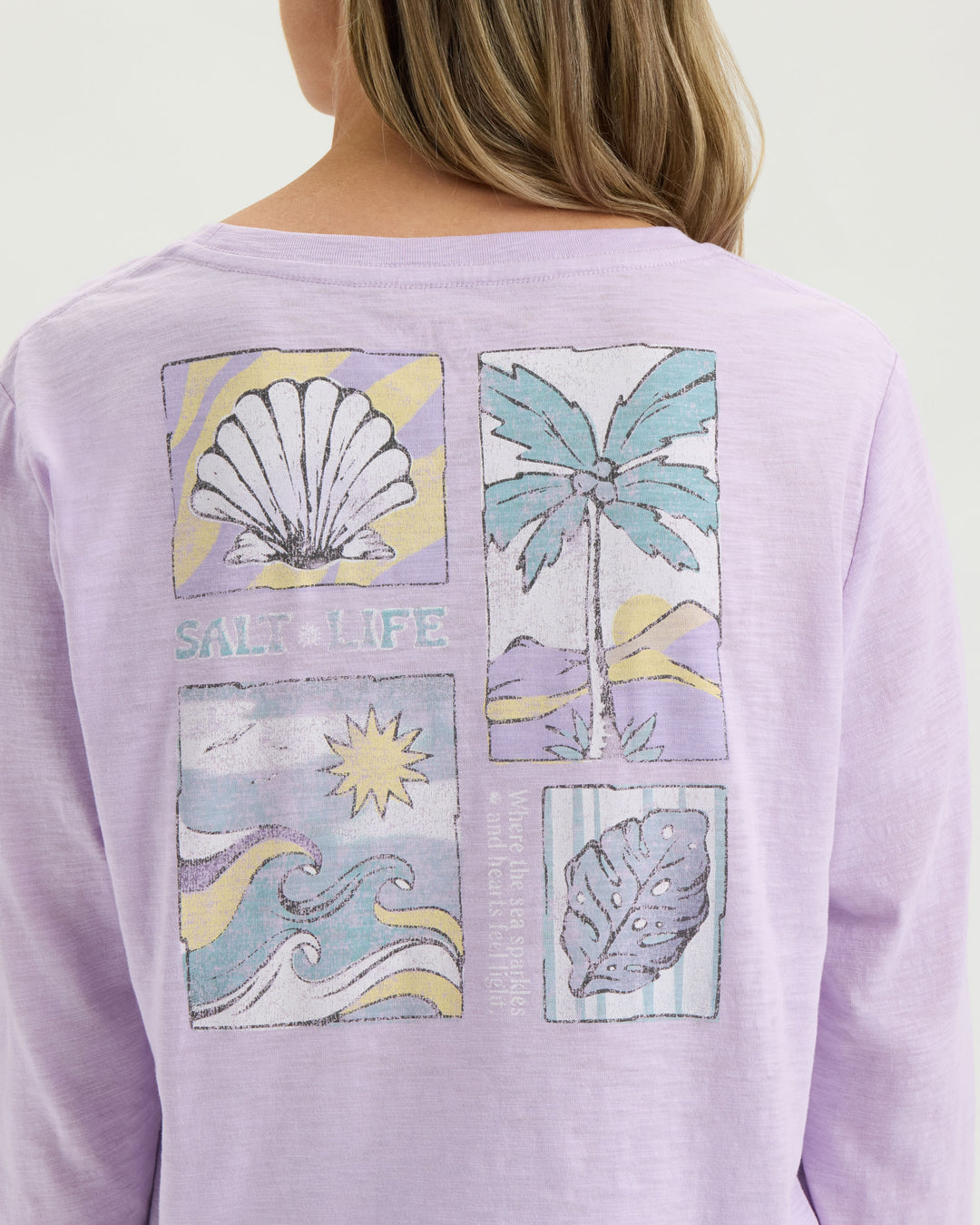 Women’s Beach Collage Cropped Long Sleeve Tee