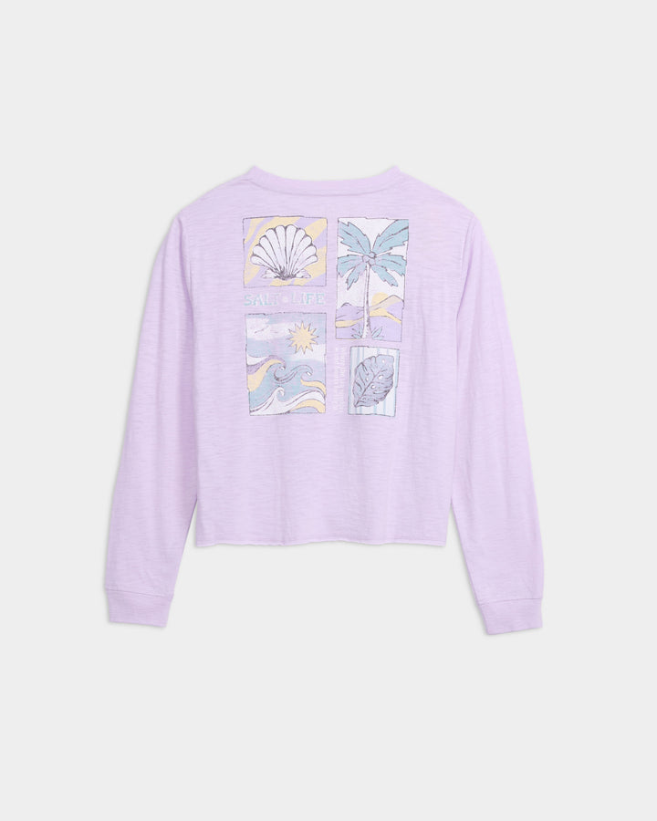 Women’s Beach Collage Cropped Long Sleeve Tee