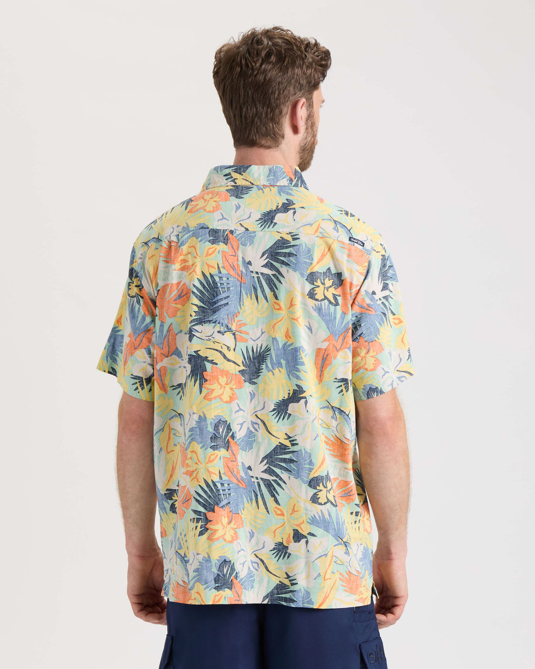 Men's Retro Tropical Tuna Woven Short Sleeve Shirt