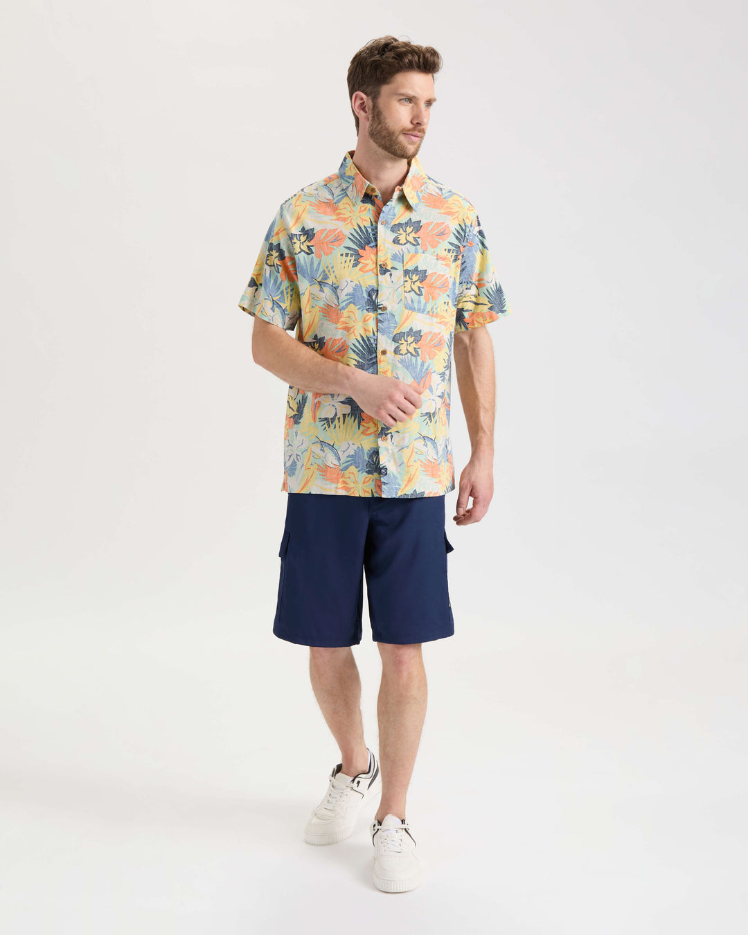 Men's Retro Tropical Tuna Woven Short Sleeve Shirt