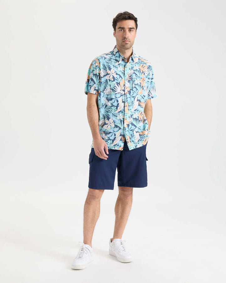 Men's Retro Tropical Tuna Woven Short Sleeve Shirt