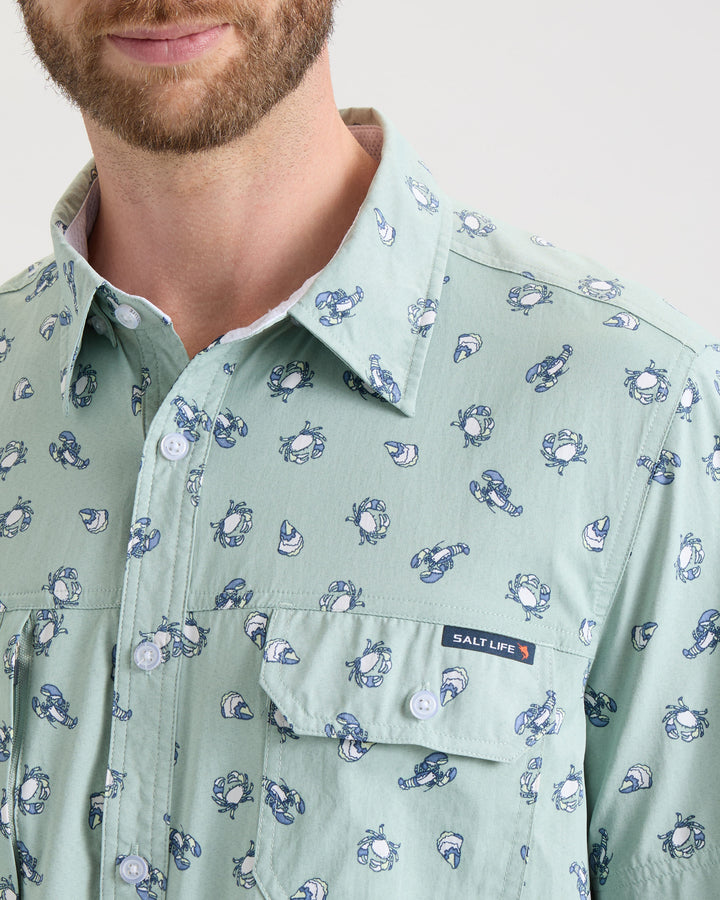 Men's Crustacean Life Woven Short Sleeve Shirt