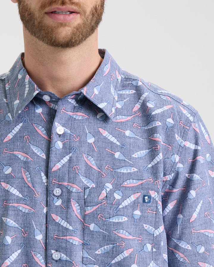 Men's Tempting Tackle Woven Short Sleeve Shirt
