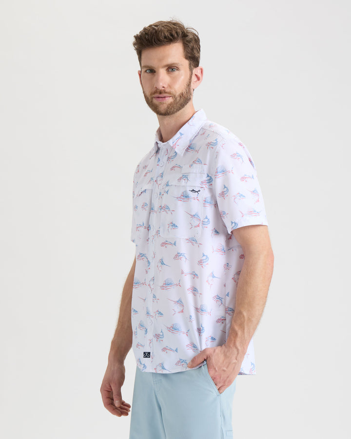 Men's Fish N' Bones Americana SLX Performance Short Sleeve Shirt