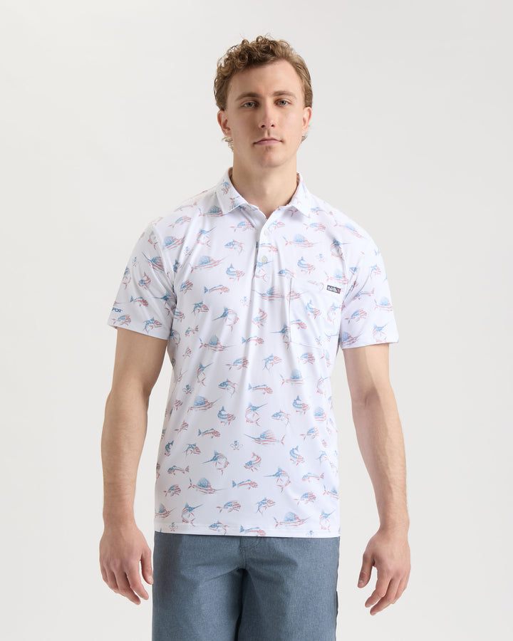 Men's Fish N' Bones Americana SLX Performance Polo