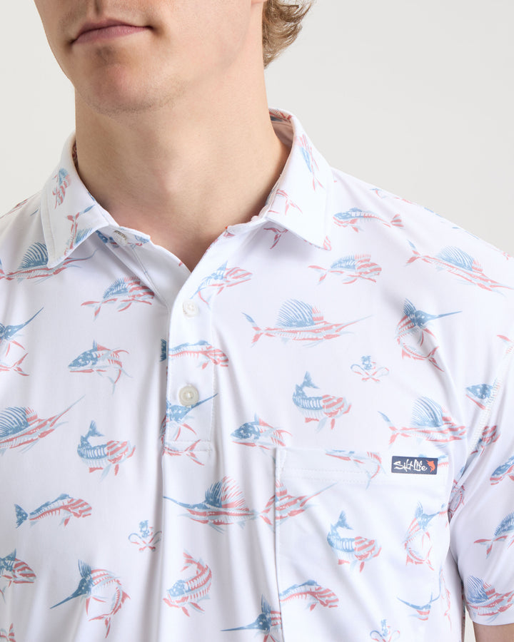 Men's Fish N' Bones Americana SLX Performance Polo