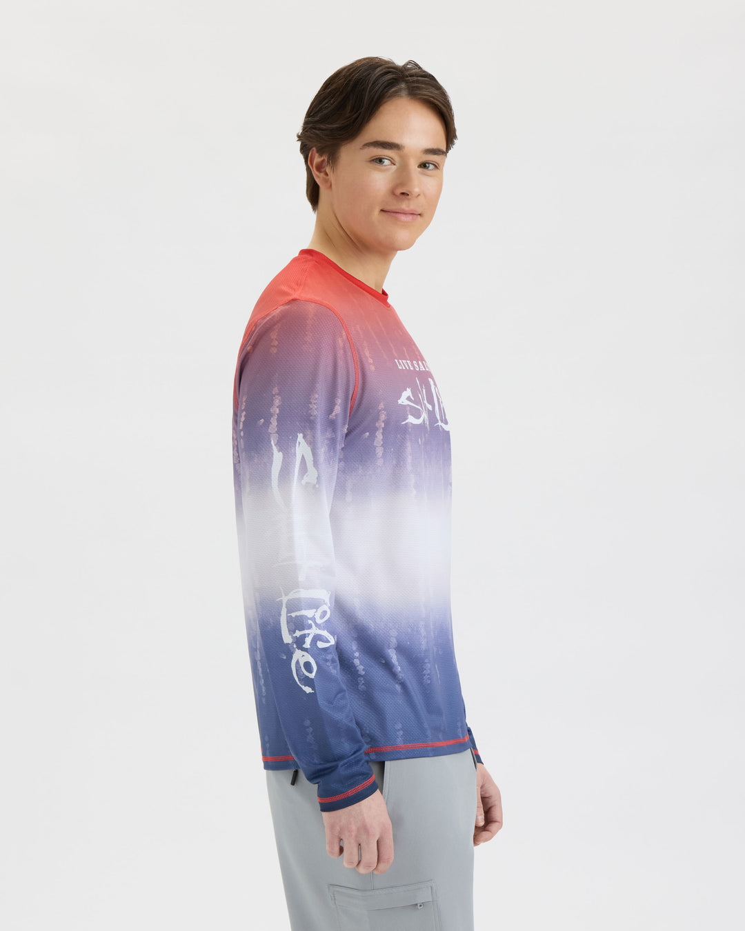 Men’s Red White and Waves Fade Perforated SLX Performance Tee