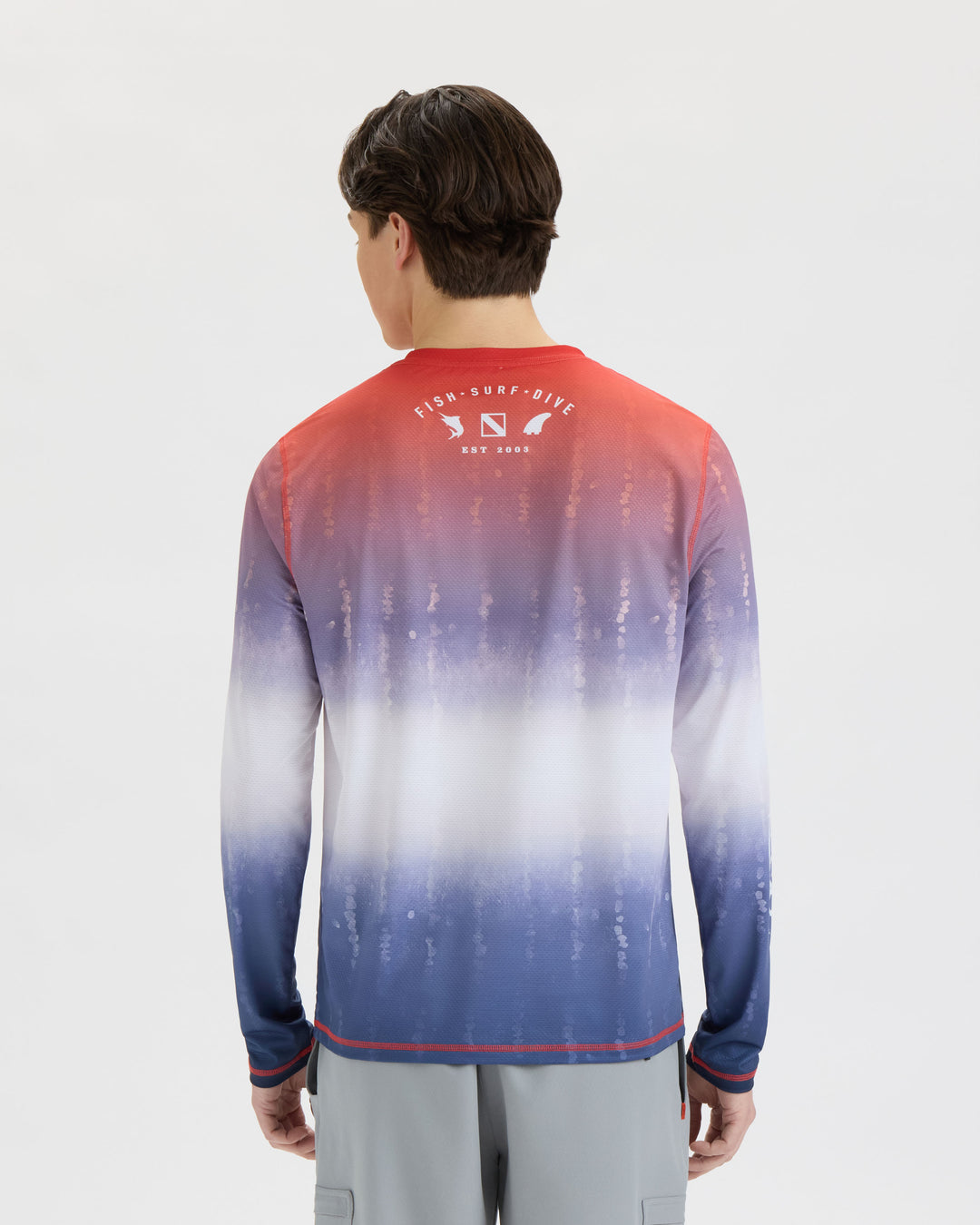 Men’s Red White and Waves Fade Perforated SLX Performance Tee