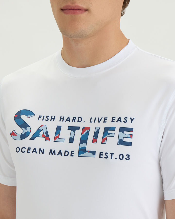 Men’s Fish Hard Live Easy SLX Performance Short Sleeve Tee