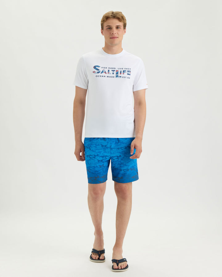 Men’s Fish Hard Live Easy SLX Performance Short Sleeve Tee
